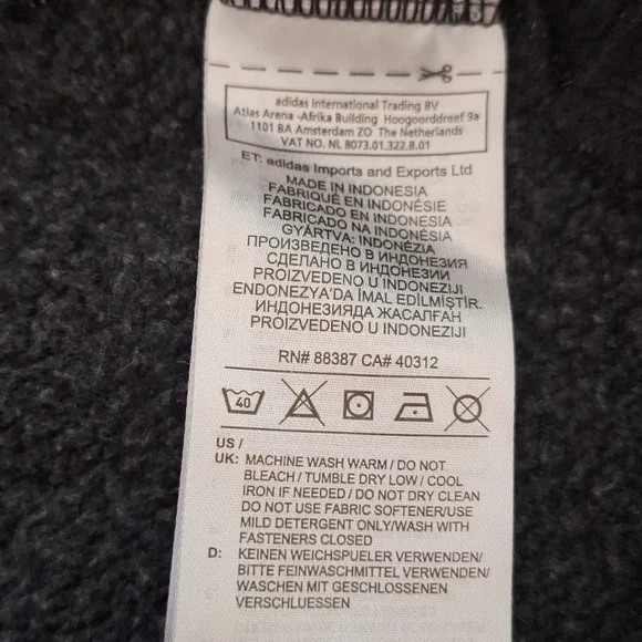 Adidas Gray Full Zip Hoodie with drawstring L - Picture 9 of 10